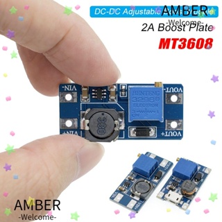 Amber โมดูลบูสท์แปลง DC-DC USB 2V-24V เป็น 5V 9V 12V 28V ไม่มีไมโคร USB MT3608 8 ชิ้น