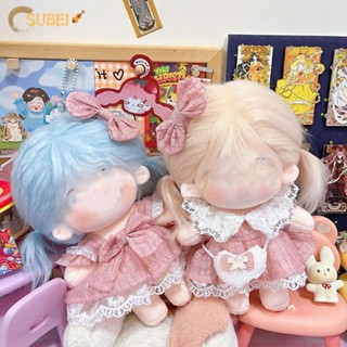Sukaa ชุดมินิเดรส ผ้าฝ้าย แต่งลูกไม้ สีชมพู 20 ซม. สําหรับตกแต่งบ้านตุ๊กตา