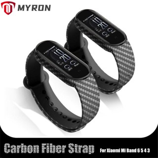 Myron สายนาฬิกาข้อมือ TPU คาร์บอนไฟเบอร์ สําหรับ Mi Band 6 5 4 3