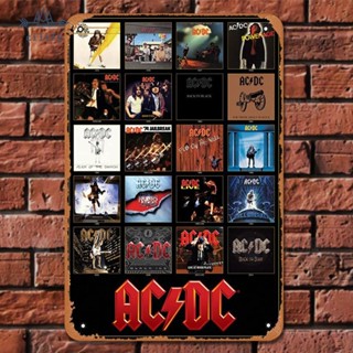 [Cilify.th] ภาพวาดเหล็ก ทรงสี่เหลี่ยมผืนผ้า ACDC สไตล์วินเทจ สําหรับตกแต่งผนังบ้าน