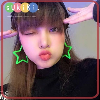 Sukiki ต่างหูแฟชั่น ทรงเรขาคณิต เรืองแสง น่ารัก