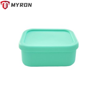 Myron กล่องอาหารกลางวัน ซิลิโคน สีเขียวมิ้นท์ เกรดอาหาร สามช่อง สามารถอุ่นในเตาอบไมโครเวฟได้ สําหรับเด็ก และผู้ใหญ่