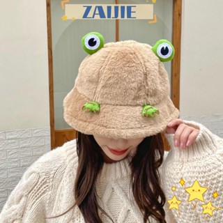 Zaijie24 หมวกชาวประมง น่ารัก ฤดูใบไม้ร่วง ฤดูหนาว อบอุ่น หมวกนุ่ม รักษาความอบอุ่น หมวกกบกลางแจ้ง