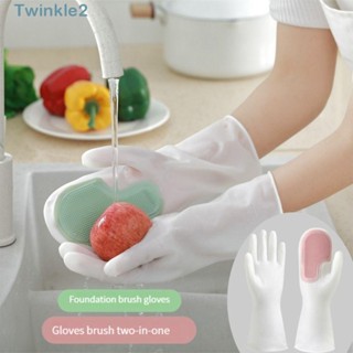 Twinkle ถุงมือยาง อเนกประสงค์ กันน้ํา กันความร้อน ทนทาน สําหรับทําความสะอาดจาน 1 คู่