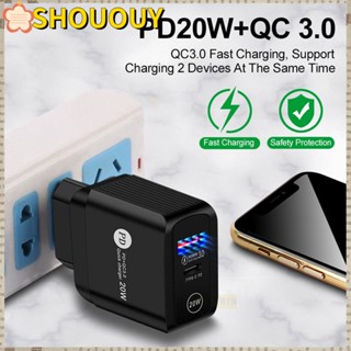 Shououy หม้อแปลงพาวเวอร์ซัพพลาย USB 2 พอร์ต ชาร์จเร็ว สําหรับเดินทาง