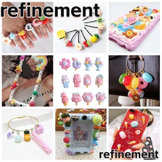 Refinement กิ๊บติดผมเรซิ่น รูปกระต่าย ไอศกรีม ขนาดเล็ก ด้านหลังแบน หลากสี สําหรับทําเครื่องประดับ DIY 24 ชิ้น