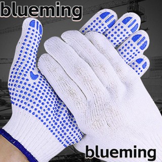 Blueming2 ถุงมือ PVC เคลือบฝ่ามือ เพื่อความปลอดภัย สีขาว และสีฟ้า สําหรับซ่อมแซม 1 2 3 4 5 คู่