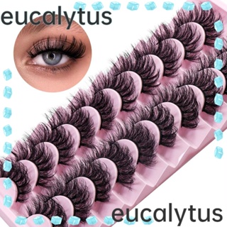 Eucalytus1 ขนตาปลอม ขนมิงค์ธรรมชาติ ใช้ซ้ําได้ สําหรับแต่งหน้า 10 คู่