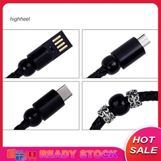 [พร้อมส่ง] สร้อยข้อมือหนังเทียมถัก Micro USB Type-C สายชาร์จ สายซิงค์ข้อมูล