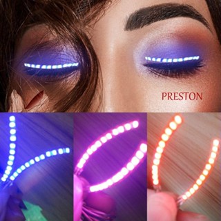 Preston ขนตาปลอมนีออน LED เรืองแสง แฮนด์เมด หลากสีสัน สําหรับปาร์ตี้ฮาโลวีน