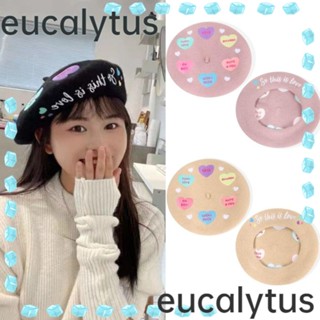 Eucalytus1 หมวกบีนนี่ ผ้าวูล ปักลายเห็ดน่ารัก สไตล์โลลิต้า สําหรับผู้หญิง