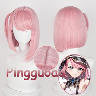 【Manmei】Genshin Impact Charlotte Cosplay Wig 35cm Pink Short Wig Heat Resistant Synthetic Wigs Anime Cosplay Wigs