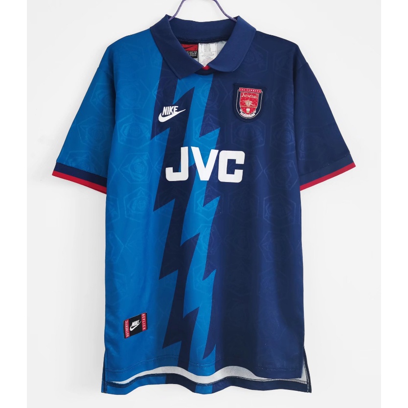 เสื้อกีฬาแขนสั้น ลายทีมฟุตบอล Arsenal 1995 JVC Jersey Murah Lelaki Kanak Kanak Baju Futsal Jersi สไต