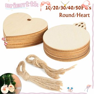 Orienttk แผ่นไม้ ทรงกลม ลายหัวใจ พร้อมเชือก สําหรับตกแต่งงานฝีมือ DIY