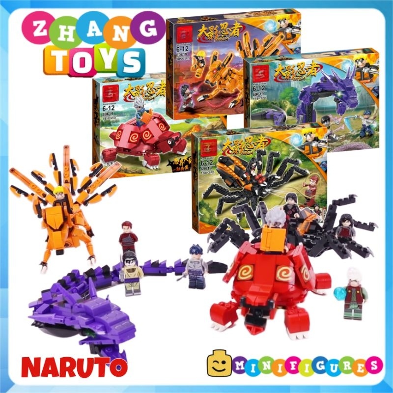 ของเล่นปริศนา Naruto and the Nine-Tailed Beasts Kurama และ Naruto Kakashi Uchiha itachi Gaara Minifigures PRCK 79619