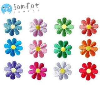 Janfat แผ่นแพทช์ ปักลายดอกไม้ ดอกเดซี่ 10 สี สําหรับเย็บปักถักร้อย เย็บปักถักร้อย บนโทรศัพท์มือถือ 40 ชิ้น