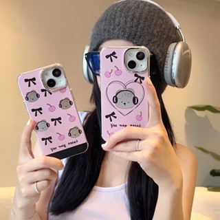 เคสโทรศัพท์มือถือ ชุบไฟฟ้า กันกระแทก ลายกระต่าย สําหรับ iPhone 14Pro 13 12 11 Pro Max