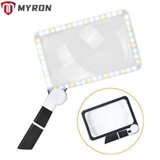 Myron แว่นขยาย 48 LEDs 5X ทรงสี่เหลี่ยม ให้ความอบอุ่น และเย็น สําหรับผู้สูงอายุ อ่านหนังสือ