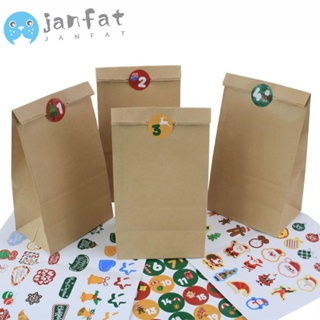 Janfat ชุดถุงของขวัญ ลายซานตาคลอส สโนว์แมน คริสต์มาส 24 ชิ้น