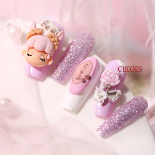 Cleoes เครื่องประดับตกแต่งเล็บ ลายการ์ตูนเด็กผู้หญิงน่ารัก สีแคนดี้ DIY