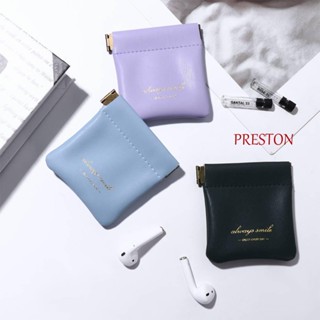 Preston กระเป๋าใส่เหรียญ ขนาดเล็ก สไตล์ Ins ของกระจุกกระจิก เคสหนัง PU หูฟัง ปลอกป้องกัน