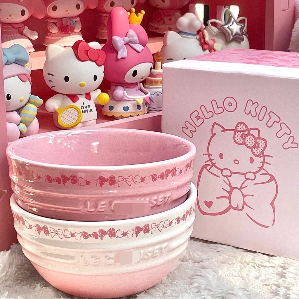 ชุดจานชาม ลาย Hello Kitty น่ารัก ของใช้ในครัวเรือน สําหรับใส่อาหาร