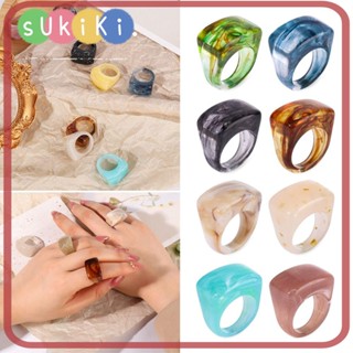 Sukiki แหวนอะคริลิคใส ลายหินอ่อน เครื่องประดับ สําหรับของขวัญ