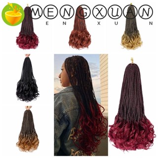 Mengxuan 16 เส้น / แพ็คเทพธิดากล่องถักเปีย Ombre สังเคราะห์ฝรั่งเศสม้วนผมเกลียวหยักนุ่ม Pre Looped โครเชต์ผมปลายหยิกแอฟริกัน