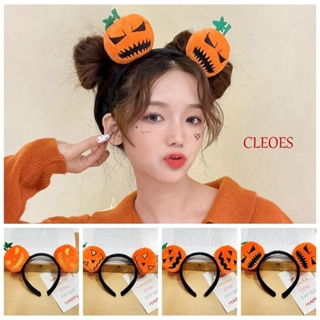 Cleoes ที่คาดผม ผ้ากํามะหยี่ขนนิ่ม รูปฟักทอง กะโหลก สีเหลือง สําหรับปาร์ตี้ฮาโลวีน