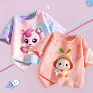 [Daily preference] Buy One Get One Free Girl short-sleeved T-shirt summer clothes 2023 new western style thin small and medium-sized girl tie-dyed top 8/21