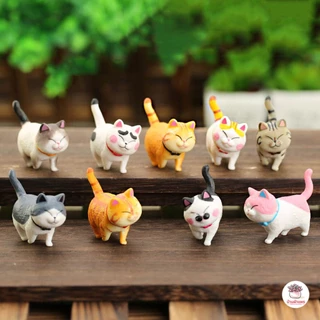 ขบวนแมวสุดน่ารัก [ เซต 9 ชิ้น ] ตุ๊กตาจิ๋ว โมเดลจิ๋ว แต่งสวน