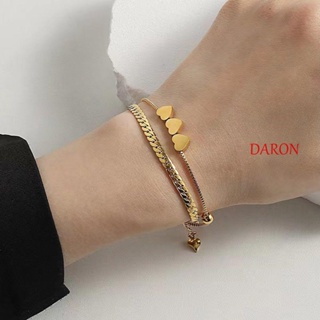 Daron สร้อยข้อมือ เหล็กไทเทเนียม รูปหัวใจ หรูหรา สไตล์ฮิปฮอป เครื่องประดับแฟชั่น สําหรับผู้หญิง