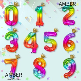 Amber ชุดลูกโป่งฮีเลียม โลหะ รูปลูกโป่ง สําหรับตกแต่งปาร์ตี้ งานแต่งงาน