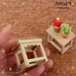 Amber เก้าอี้เฟอร์นิเจอร์จิ๋ว 4.1*2.1*3 ซม. DIY สําหรับตกแต่งบ้านตุ๊กตา 1:12 2 ชิ้น