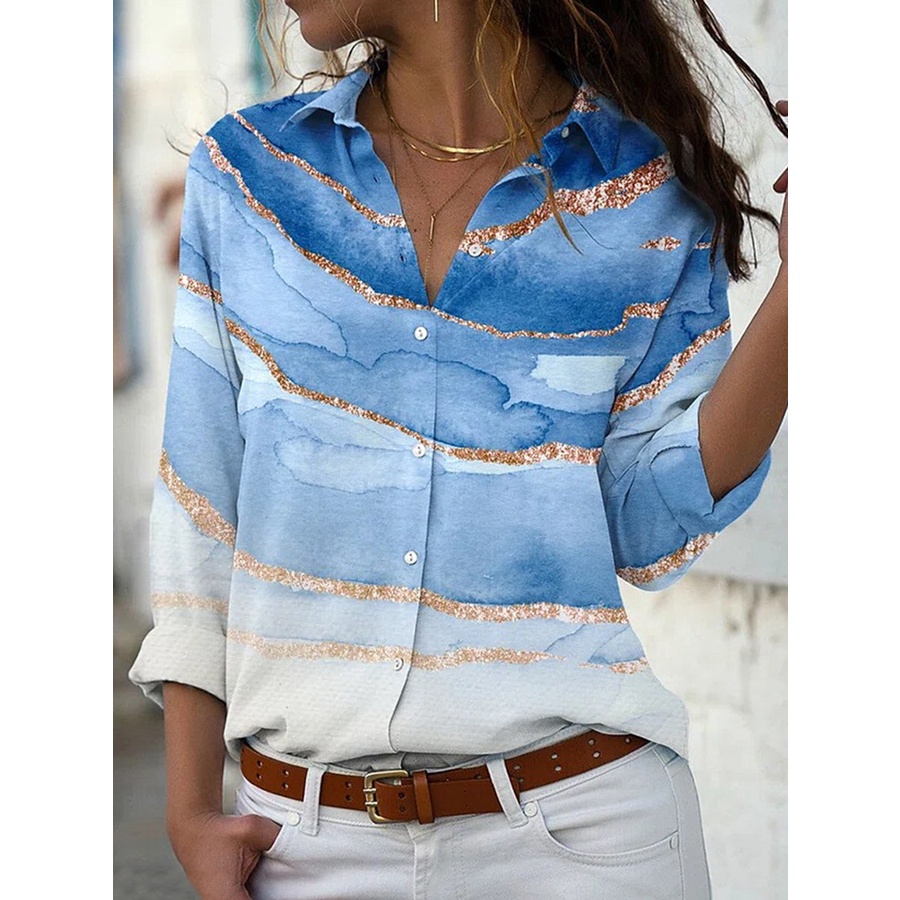 เสื้อเชิ้ตแขนยาวลําลอง หรูหรา เข้ากับทุกการแต่งกาย แฟชั่นทันสมัย สําหรับผู้หญิง
