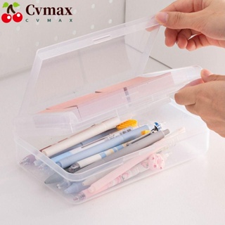 Cvmax กล่องเก็บเครื่องเขียน แบบใส สองชั้น ความจุขนาดใหญ่ แบบพกพา เรียบง่าย สําหรับสํานักงาน