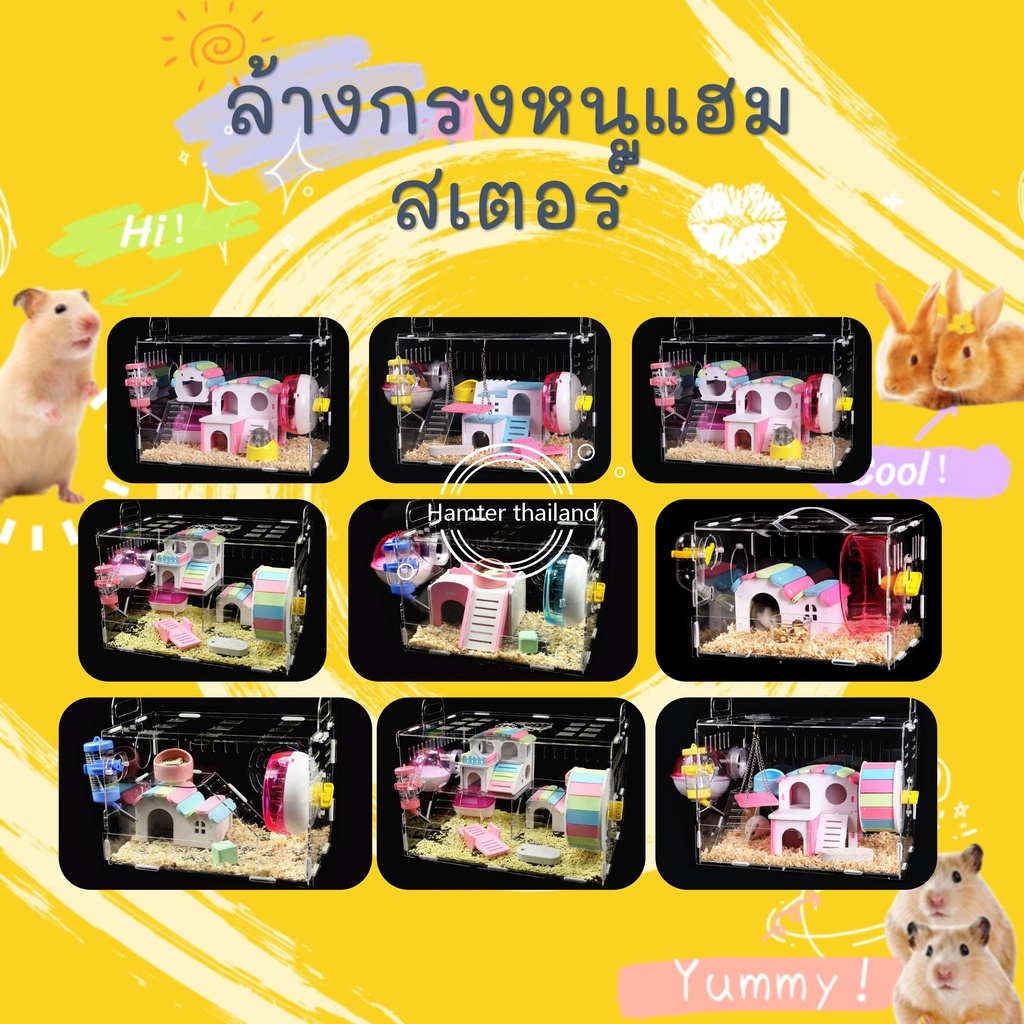 (single)T หนูแฮมสเตอร์ประเภทลิ้นชักวางซ้อนกันได้อะคริลิเดียวกรงหนูแฮมสเตอร์รังชุดสัตว์เลี้ยงถาด25*20*16cm/cage