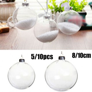 ⚡XMAS⚡Festive Clear Plastic Balls for Christmas Ornaments Set of 5/10 Fillable Baubles