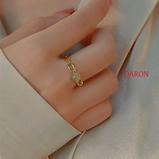 Daron แหวนหยก ทรงเรขาคณิต สีเขียว สไตล์จีนย้อนยุค สําหรับผู้หญิง