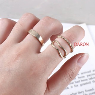 Daron ชุดแหวน 4 ชิ้น / เซต วินเทจ บิด กลวง เรขาคณิต ฟริทิลลาเรีย ข้อต่อ แหวน