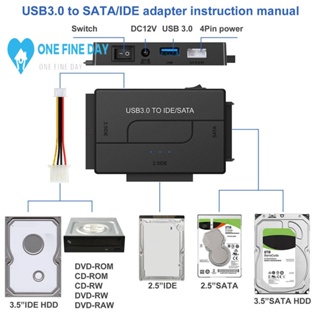 อะแดปเตอร์แปลงสายเคเบิลฮาร์ดดิสก์ USB3.0 เป็น SATA IDE 2.5 3.5 A7W6