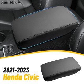 ปลอกหนังหุ้มที่เท้าแขนรถยนต์ สีดํา สําหรับ Honda Civic 11th Gen 2021 2022 2023 Sedan