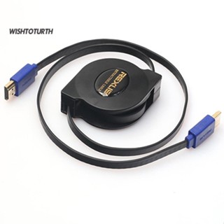 ☼Wt สายเคเบิล HDMI ตัวผู้ เป็นตัวผู้ ความเร็วสูง พับเก็บได้ สําหรับกล้องดิจิทัล แท็บเล็ต พีซี