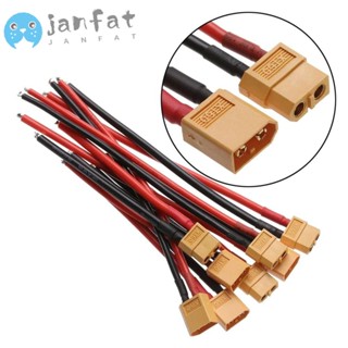 Janfat ปลั๊กตัวผู้ ตัวเมีย XT60H ซิลิโคน 10 ซม. 15 ซม. XT60 สายเคเบิลเชื่อมต่อ 14AWG 12AWG พร้อมปลอกหุ้มทองแดง XT60 ชุบทอง สําหรับโดรนบังคับ