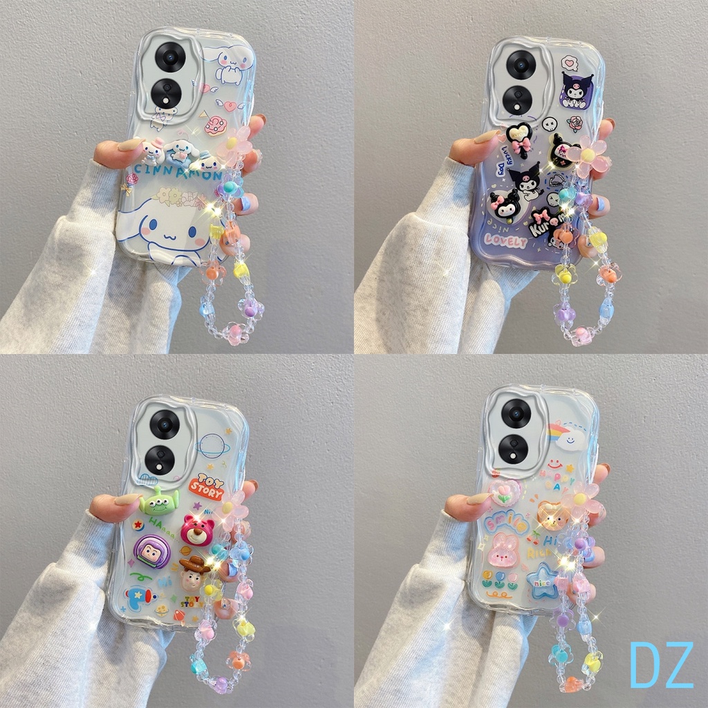 เคส OPPO RENO 8T RENO 8Z RENO 7Z  5G ตุ๊กตาสามมิติน่ารัก + สร้อยข้อมือดอกไม้ กรณีโทรศัพท์มือถือ TY5