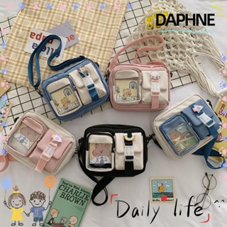 Daphne Kawaii กระเป๋าสะพายไหล่ ผ้าแคนวาส พลาสติก ทรงสี่เหลี่ยม ขนาดเล็ก แฟชั่นสําหรับสตรี นักเรียน