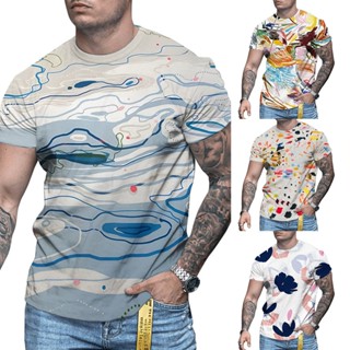 เสื้อยืดแขนสั้น เข้ารูป พิมพ์ลาย Jogger Muscle Fit 3 มิติ พลัสไซซ์ สําหรับออกกําลังกาย