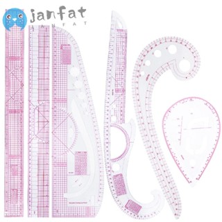 Janfat ไม้บรรทัดโค้ง PVC แบบนิ่ม อุปกรณ์เสริม สําหรับตัดเย็บเสื้อผ้า DIY 6 ชิ้น