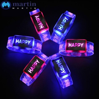 Martin สายรัดข้อมือเรืองแสง Led ของเล่น ของขวัญแฟนคลับ ของเล่นเด็ก สร้อยข้อมือสุขสันต์ สําหรับงานแต่งงาน งานเลี้ยง งานเทศกาล ปาร์ตี้ ของเล่น สว่างขึ้น สร้อยข้อมือเรืองแสง กระพริบ สายรัดข้อมือ