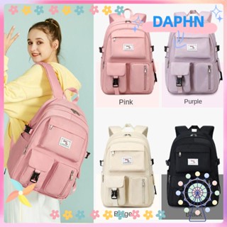 Daphs กระเป๋าเป้สะพายหลัง กระเป๋านักเรียน สีพื้น ขนาดใหญ่ สไตล์ Dacron สําหรับนักเรียนหญิง